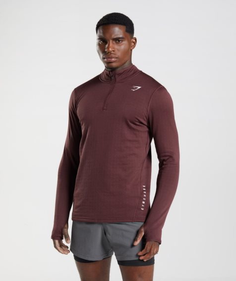 Bluzy Gymshark Sportowe 1/4 Zip Męskie Bordowe | PL 054MTU